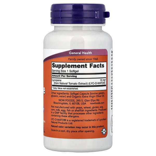 Alternative view of NOW Foods, Lycopene, 10 mg, 120 Softgels