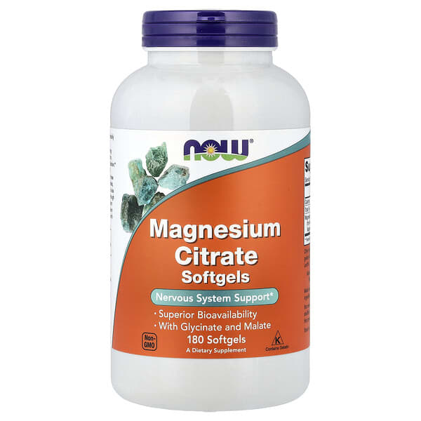 NOW Foods, Magnesium Citrate, 180 Softgels (133 mg per Softgel)