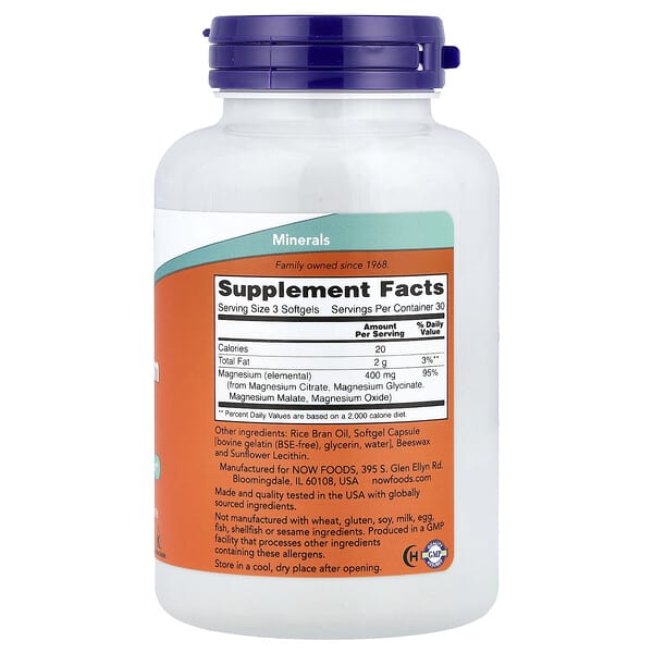 Alternative view of NOW Foods, Magnesium Citrate, 90 Softgels (133 mg per Softgel)