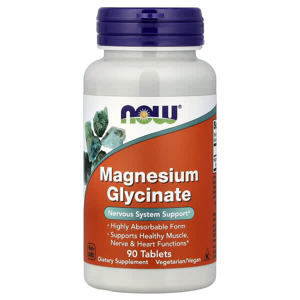 NOW Foods, Magnesium Glycinate, 90 Tablets (100 mg per Tablet)