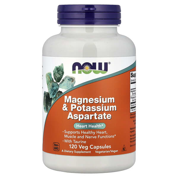 NOW Foods, Magnesium & Potassium Aspartate With Taurine, 120 Veg Capsules