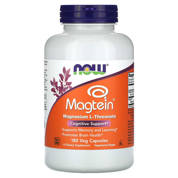 NOW Foods, Magtein®, Magnesium L-Threonate, 180 Veg Capsules