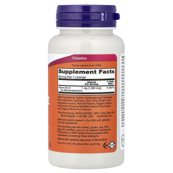 Alternative view of NOW Foods, Methyl B-12, 1,000 mcg, 250 Lozenges