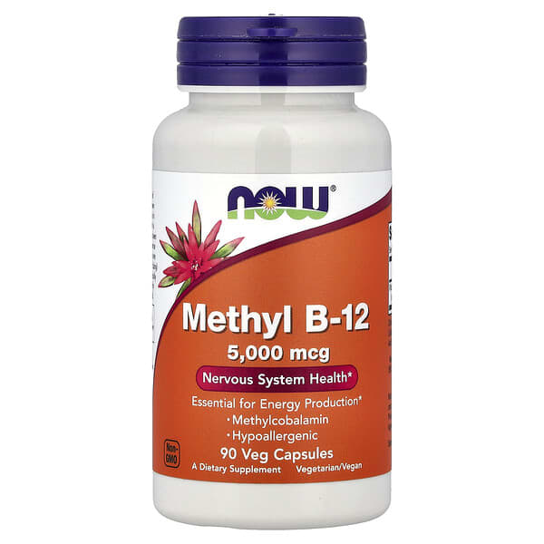 NOW Foods, Methyl B-12, 5,000 mcg, 90 Veg Capsules 5 NOW Foods, Methyl B-12, 5,000 mcg, 90 Veg Capsules
