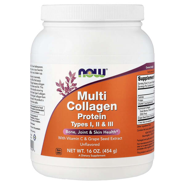 NOW Foods, Multi Collagen Protein, Unflavored, 16 oz (454 g)
