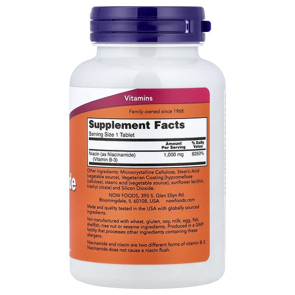 Alternative view of NOW Foods, Niacinamide, 1,000 mg, 90 Tablets