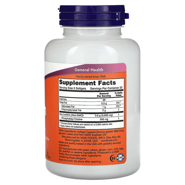 Alternative view of NOW Foods, Non-GMO Lecithin, 100 Softgels