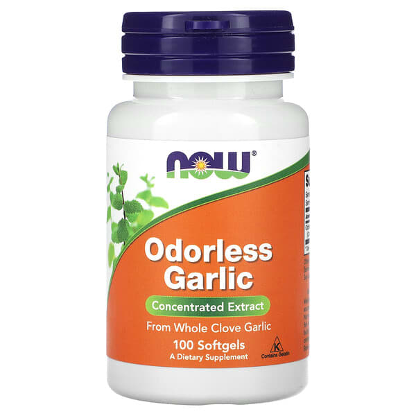 NOW Foods, Odorless Garlic, Concentrated Extract, 100 Softgels (25 mg per Softgel)