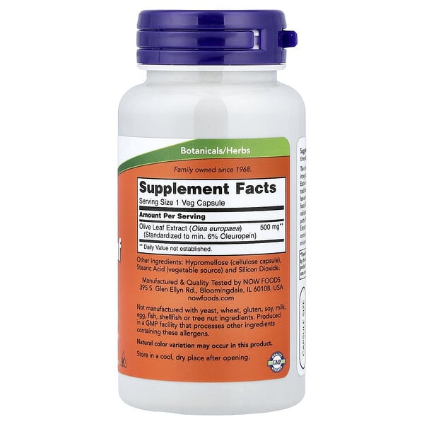 NOW Foods, Olive Leaf Extract, 500 mg, 60 Veg Capsules 2 NOW Foods, Olive Leaf Extract, 500 mg, 60 Veg Capsules - Ảnh 2