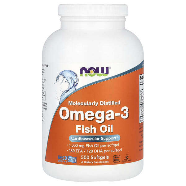 NOW Foods, Omega-3 Fish Oil, 1,000 mg, 500 Softgels