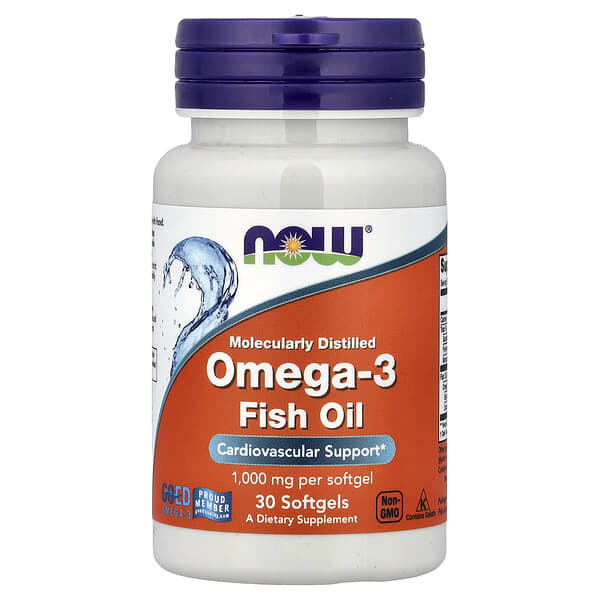NOW Foods, Omega-3 Fish Oil, 30 Softgels (1 g per Softgel)