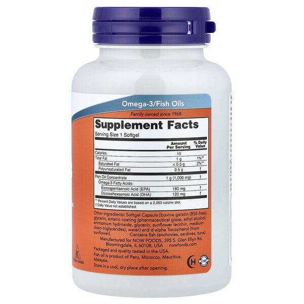 Alternative view of NOW Foods, Omega-3 Fish Oil, 90 Softgels
