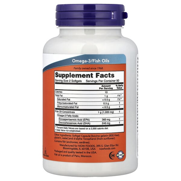 Alternative view of NOW Foods, Omega-3 Mini Gels Fish Oil, 180 Softgels (0.5 g per Softgel)