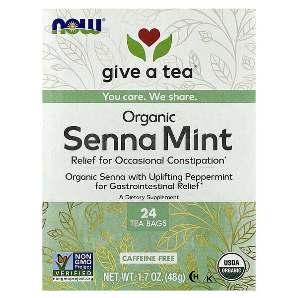 NOW Foods, Organic Senna Mint Tea, Caffeine Free, 24 Tea Bags, 1.7 oz (48 g) 2 NOW Foods, Organic Senna Mint Tea, Caffeine Free, 24 Tea Bags, 1.7 oz (48 g)