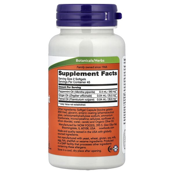 Alternative view of NOW Foods, Peppermint Gels With Ginger & Fennel Oils, 90 Softgels