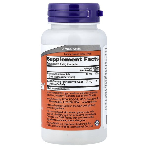 Alternative view of NOW Foods, PharmaGABA® With Magnesium Citrate, 100 mg, 90 Veg Capsules