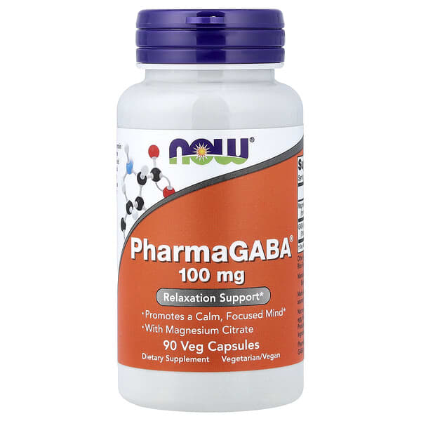 NOW Foods, PharmaGABA® With Magnesium Citrate, 100 mg, 90 Veg Capsules 3 NOW Foods, PharmaGABA® With Magnesium Citrate, 100 mg, 90 Veg Capsules