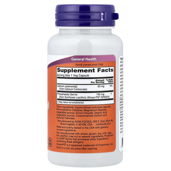 Alternative view of NOW Foods, Phosphatidyl Serine, Soy-Free, 60 Veg Capsules