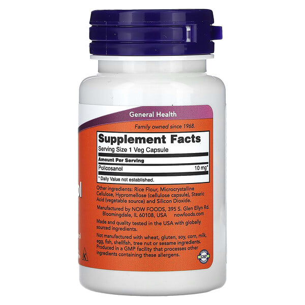 Alternative view of NOW Foods, Policosanol, 10 mg, 90 Veg Capsules