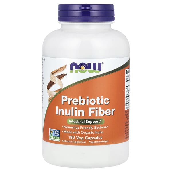 NOW Foods, Prebiotic Inulin Fiber, 180 Veg Capsules (650 mg per Capsule)