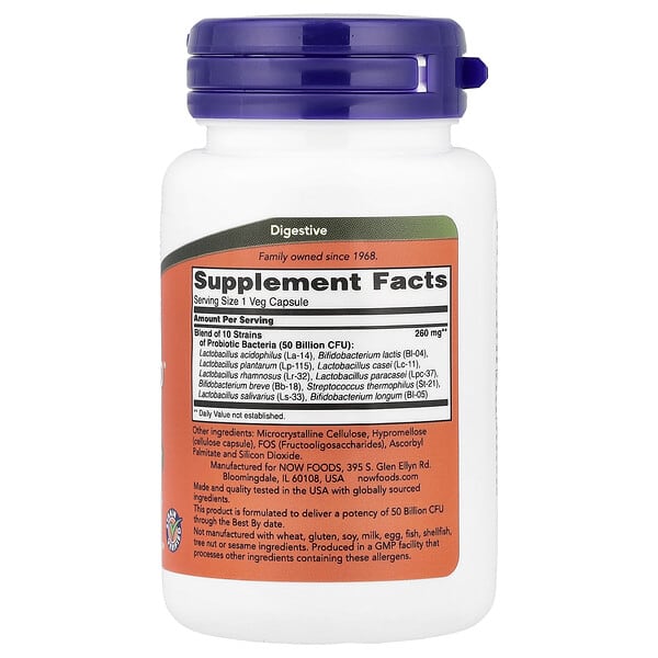 Alternative view of NOW Foods, Probiotic-10™, 50 Billion, 50 Veg Capsules