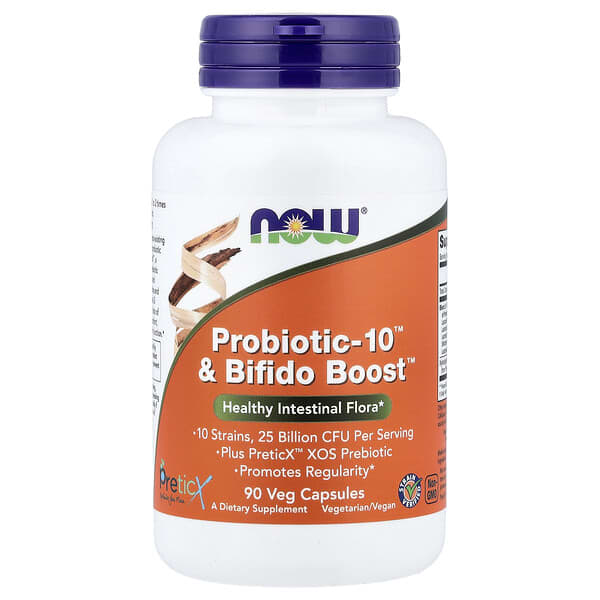 NOW Foods, Probiotic-10™ & Bifido Boost™, 90 Veg Capsules