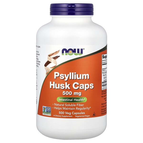 NOW Foods, Psyllium Husk Caps, 500 mg, 500 Veg Capsules