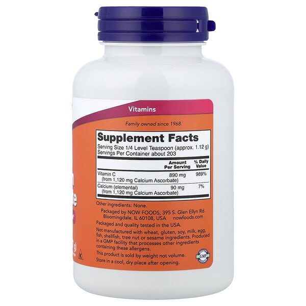 Alternative view of NOW Foods, Pure, Buffered Calcium Ascorbate, Vitamin C Powder, 8 oz (227 g)