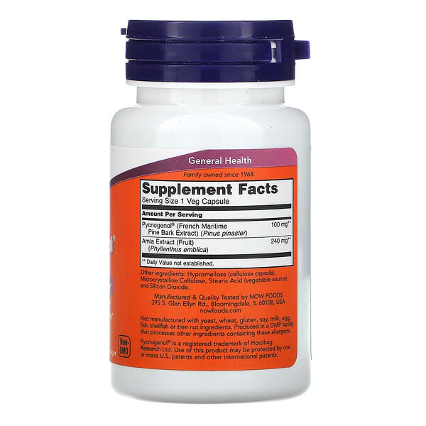 Alternative view of NOW Foods, Pycnogenol® With Amla, 60 Veg Capsules