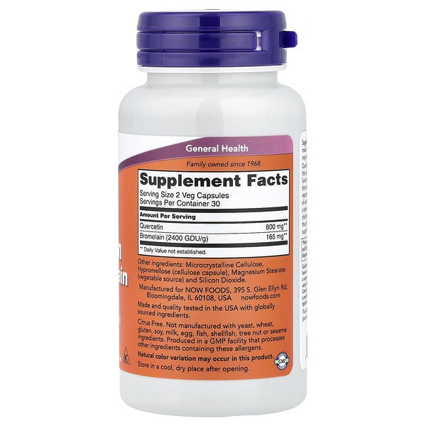 Alternative view of NOW Foods, Quercetin with Bromelain, 60 Veg Capsules