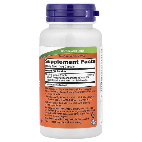 Alternative view of NOW Foods, Rhodiola, 500 mg, 60 Veg Capsules