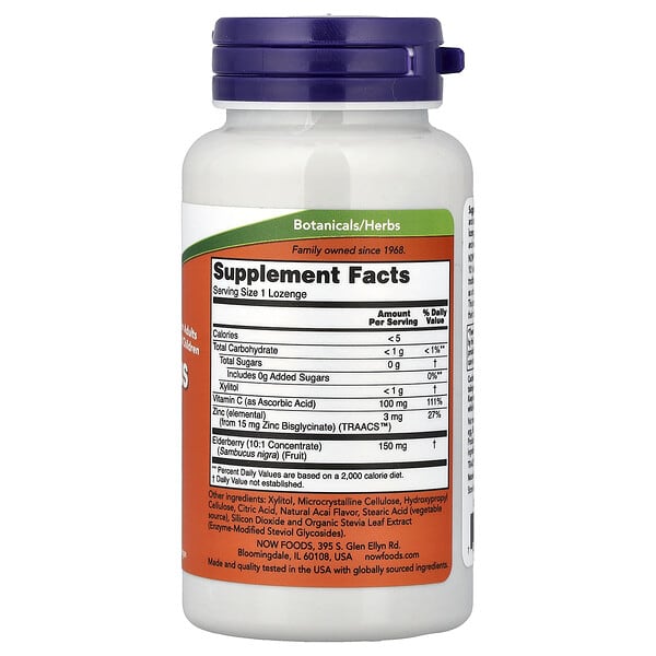 Alternative view of NOW Foods, Sambucus Zinc-C, 60 Lozenges