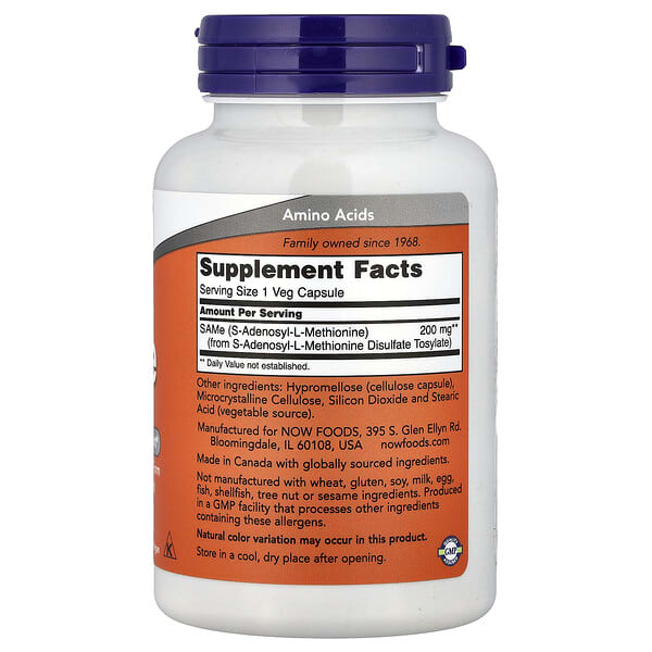 Alternative view of NOW Foods, SAMe, 200 mg, 120 Veg Capsules