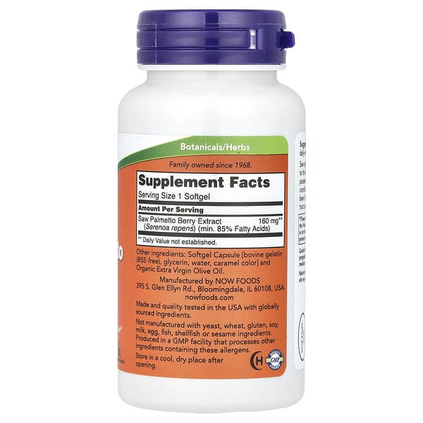 Alternative view of NOW Foods, Saw Palmetto Extract, 160 mg, 120 Softgels