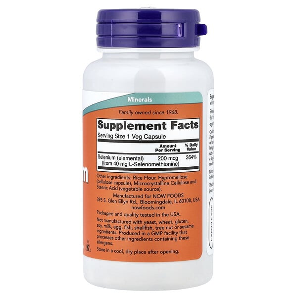 Alternative view of NOW Foods, Selenium, 200 mcg, 90 Veg Capsules