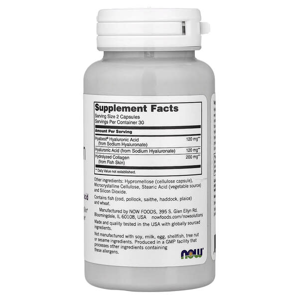 Alternative view of NOW Foods, Solutions, Hydration Rescue with Hyabest® Hyaluronic Acid, 60 Capsules