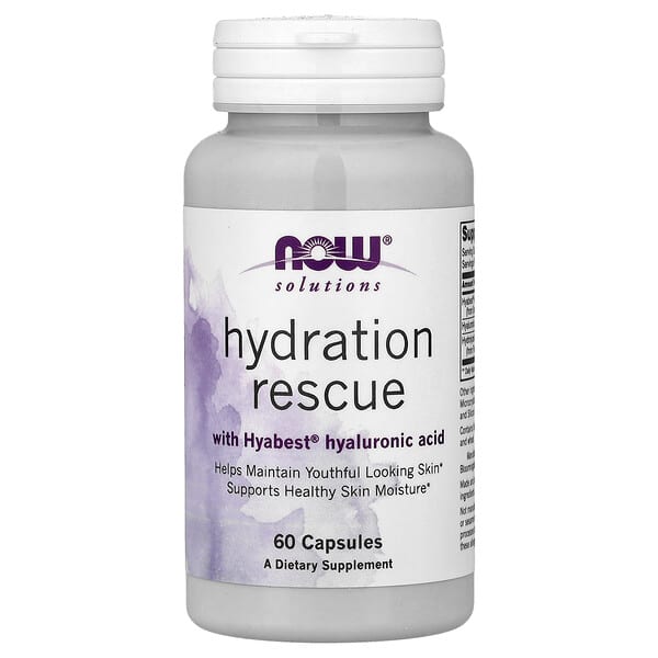 NOW Foods, Solutions, Hydration Rescue with Hyabest® Hyaluronic Acid, 60 Capsules
