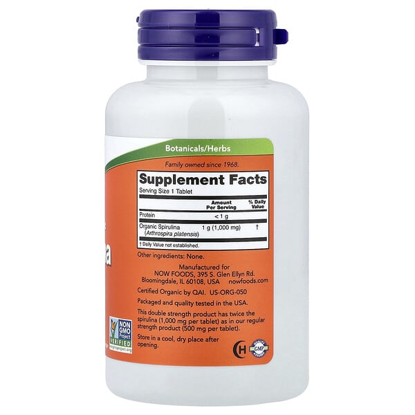 Alternative view of NOW Foods, Spirulina, 1,000 mg, 120 Tablets