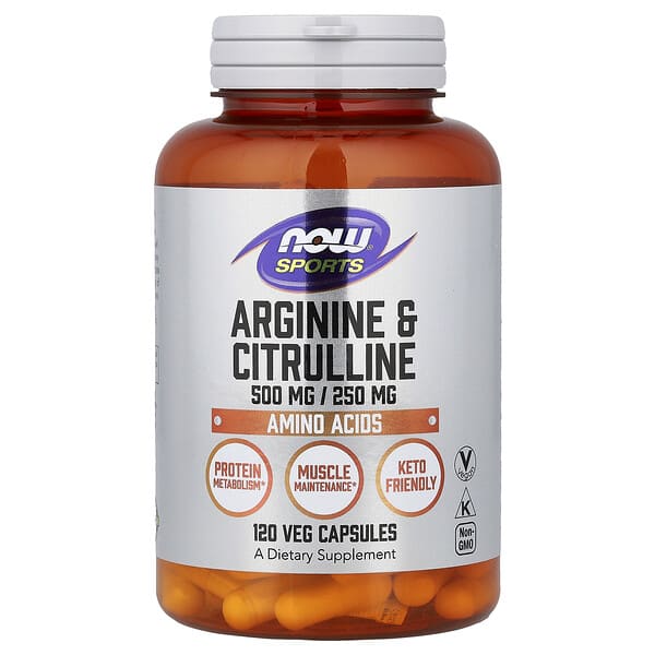 NOW Foods, Sports, Arginine & Citrulline, 120 Veg Capsules