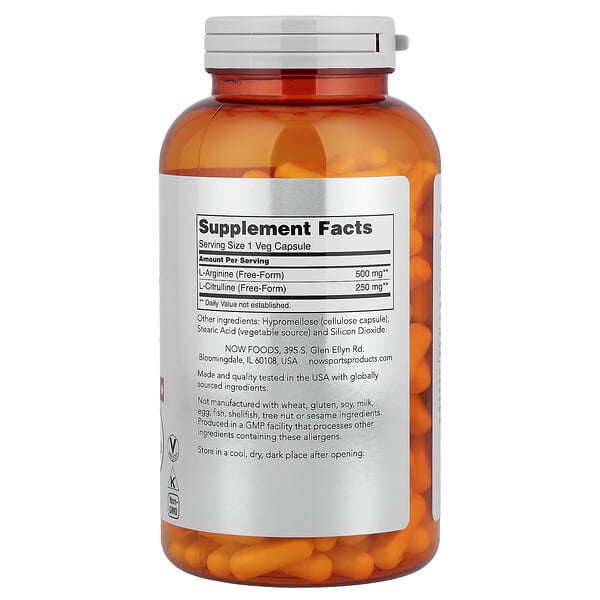 Alternative view of NOW Foods, Sports, Arginine & Citrulline, 240 Veg Capsules