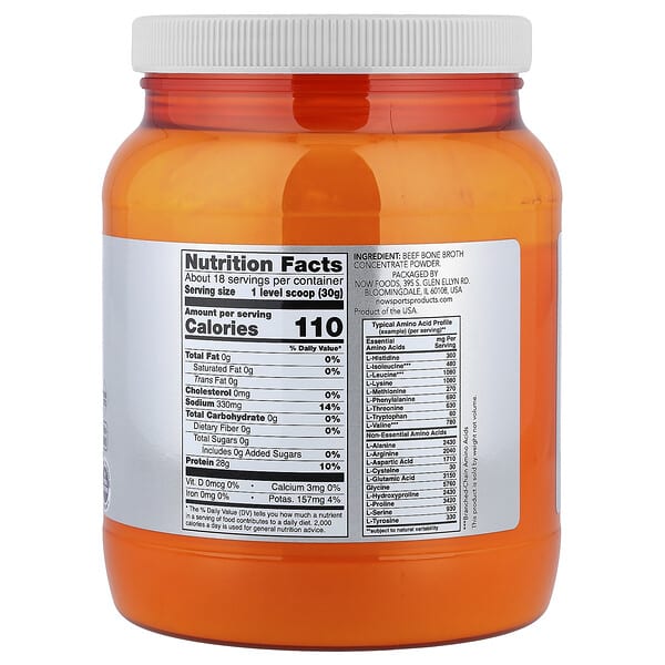 Alternative view of NOW Foods, Sports, Beef Bone Broth Protein Powder, 1.2 lbs (544 g)