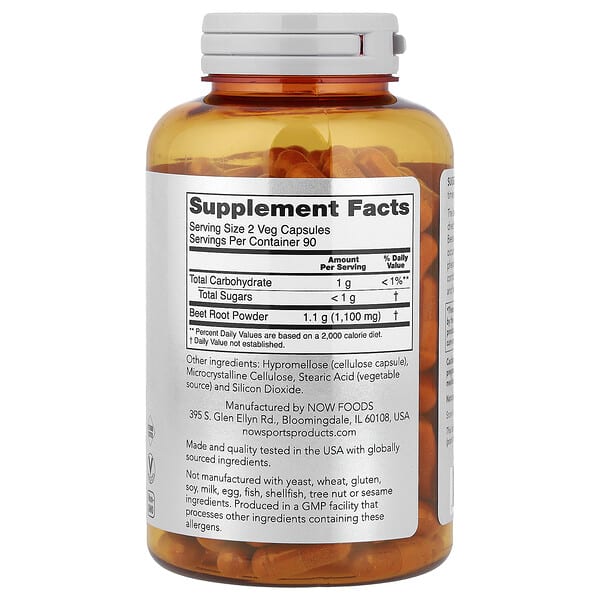 Alternative view of NOW Foods, Sports, Beet Root, 180 Veg Capsules (0.55 g per Capsule)