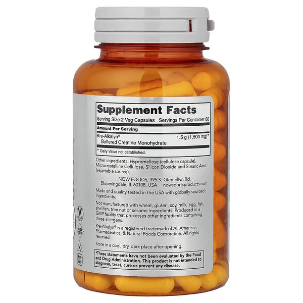 NOW Foods, Sports, Kre-Alkalyn® Creatine, 120 Veg Capsules (750 mg per Capsule) 2 NOW Foods, Sports, Kre-Alkalyn® Creatine, 120 Veg Capsules (750 mg per Capsule) - Ảnh 2