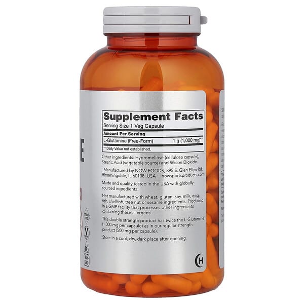 NOW Foods, Sports, L-Glutamine, 1,000 mg, 240 Veg Capsules 2 NOW Foods, Sports, L-Glutamine, 1,000 mg, 240 Veg Capsules - Ảnh 2