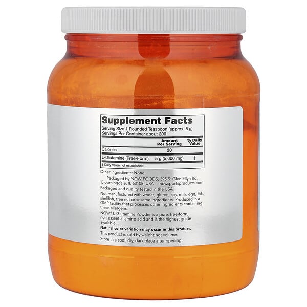Alternative view of NOW Foods, Sports, L-Glutamine Powder, 2.2 lbs (1 kg)