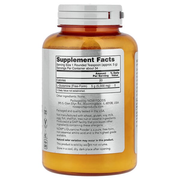 Alternative view of NOW Foods, Sports, L-Glutamine Powder, 6 oz (170 g)