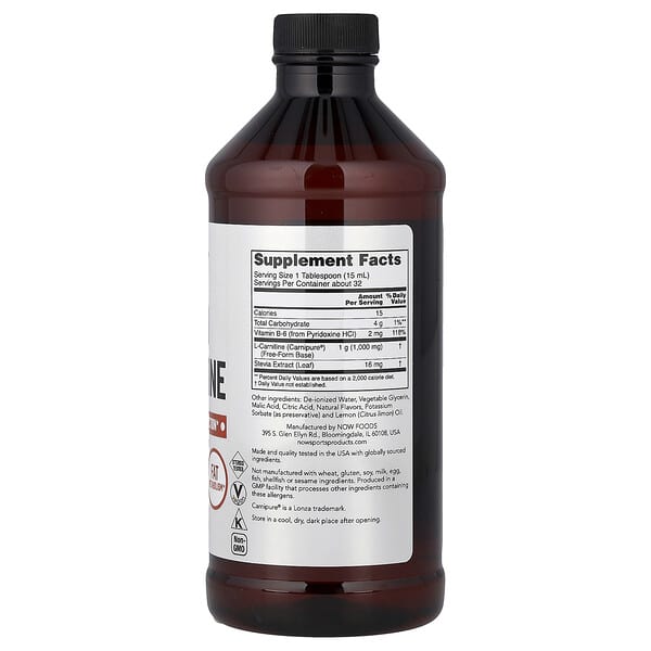 Alternative view of NOW Foods, Sports, Liquid L-Carnitine, Citrus, 16 fl oz (473 ml)