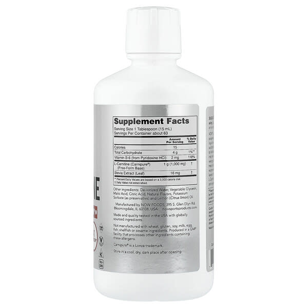 Alternative view of NOW Foods, Sports, Liquid L-Carnitine, Citrus, 32 fl oz (946 ml)