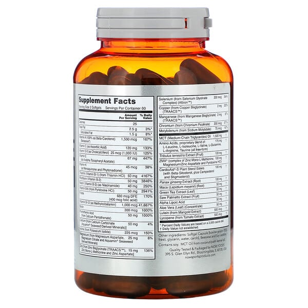 Alternative view of NOW Foods, Sports, Men's Active Sports Multi, 180 Softgels