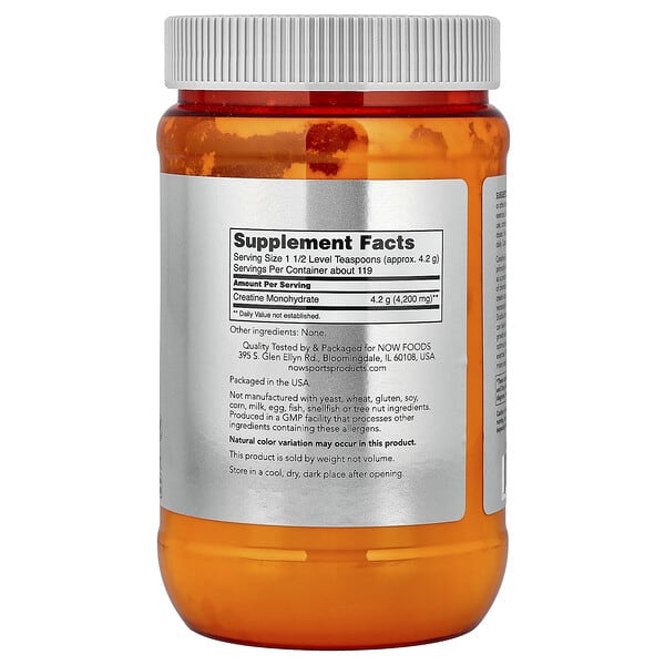 Alternative view of NOW Foods, Sports, Micronized Creatine Monohydrate, 1.1 lbs (500 g)
